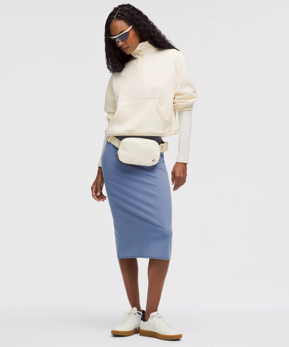 Falda midi de corte ajustado de tiro alto