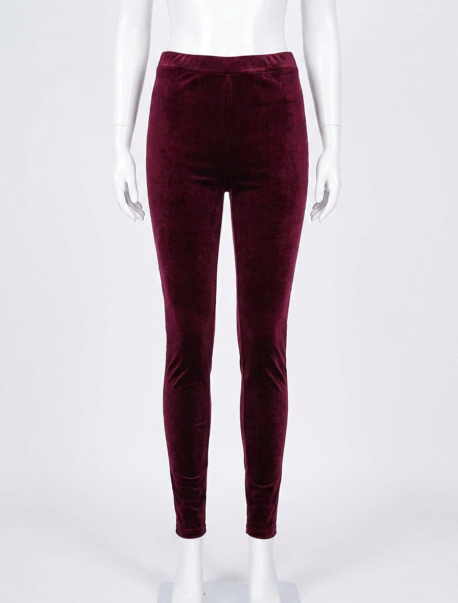 Leggings de terciopelo color vinotinto