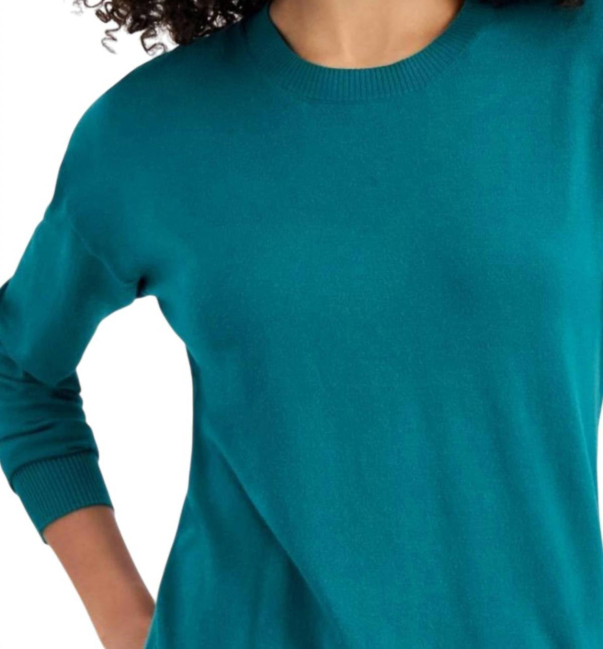 Suéter de manga larga con cuello redondo color verde