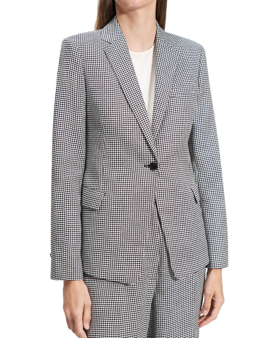 Blazer de mezcla de lino de corte ajustado