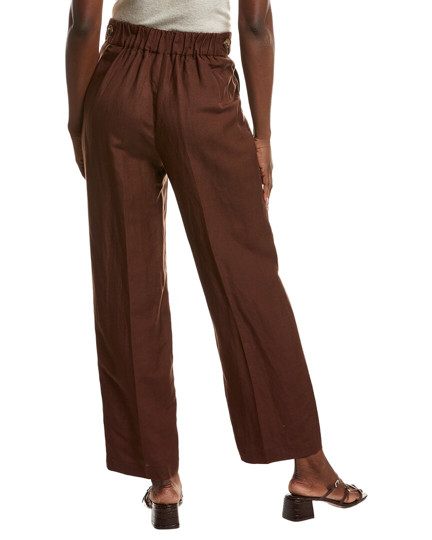 Pantalón de mezcla de lino de pierna ancha de tiro alto