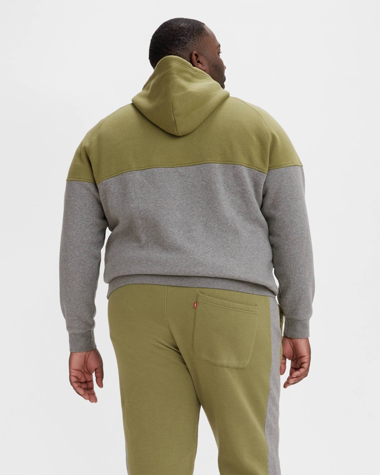 Buzo con capucha de hombre de manga larga de corte amplio color gris y verde