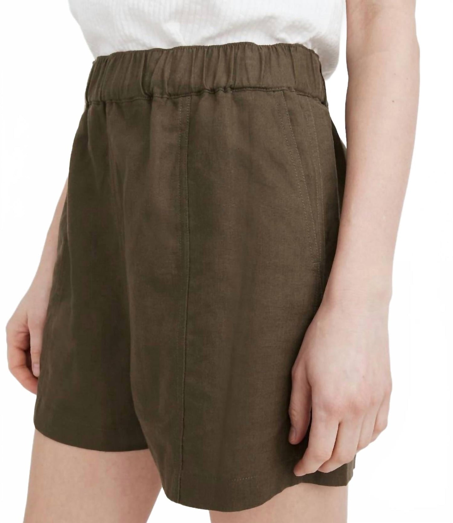 Short de mezcla de lino color verde