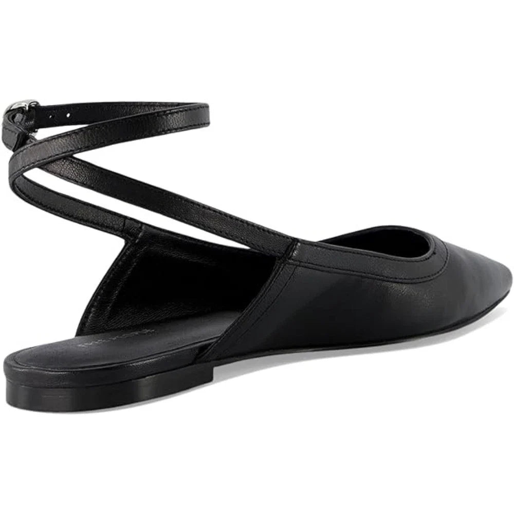 Zapatos planos de mujer de cuero color negro