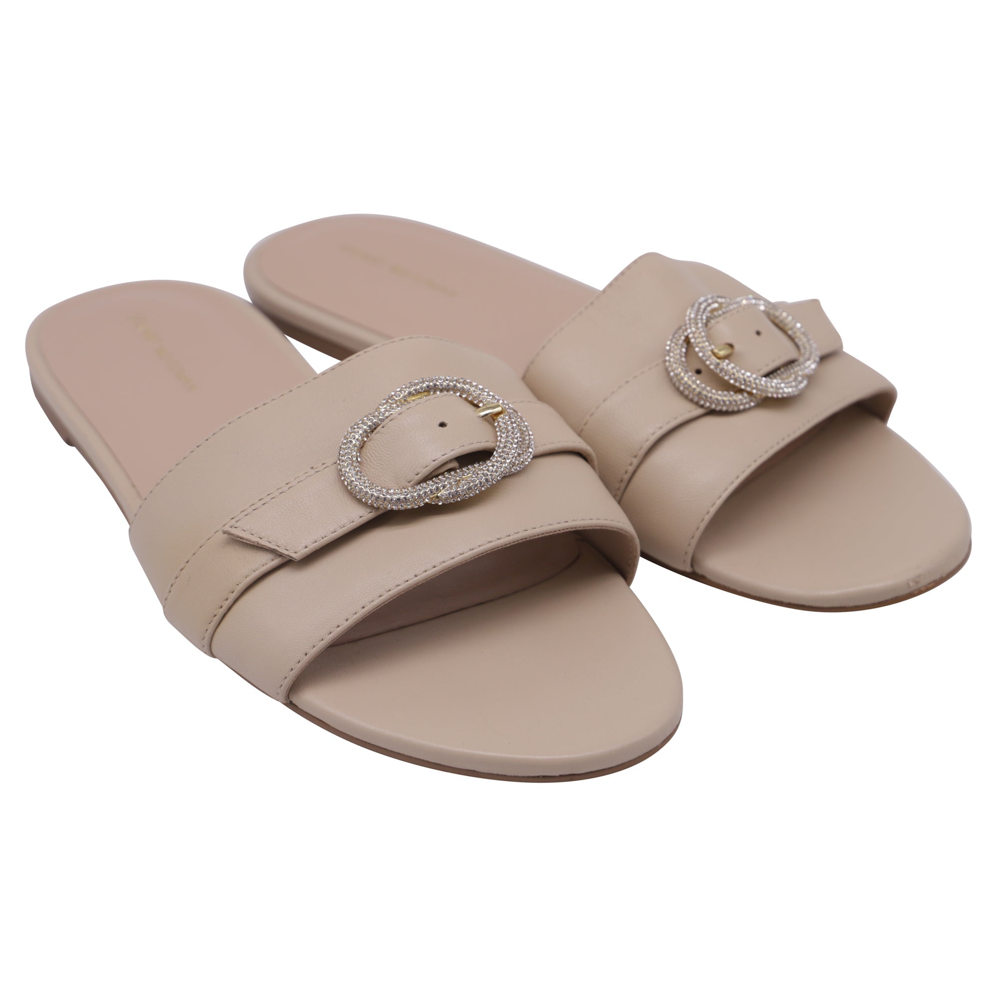 Sandalias de cuero color beige
