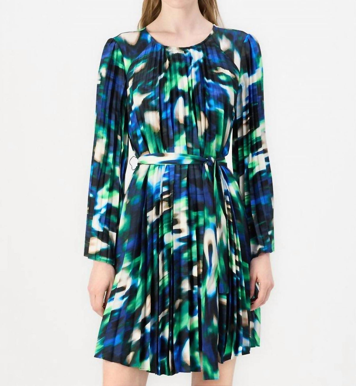 Vestido con pliegues color azul