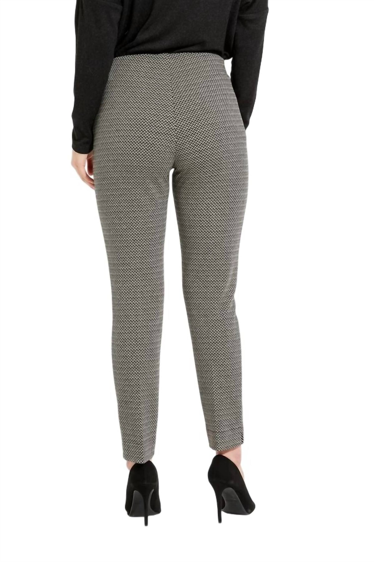 Pantalón de corte recto de tiro alto color negro y beige