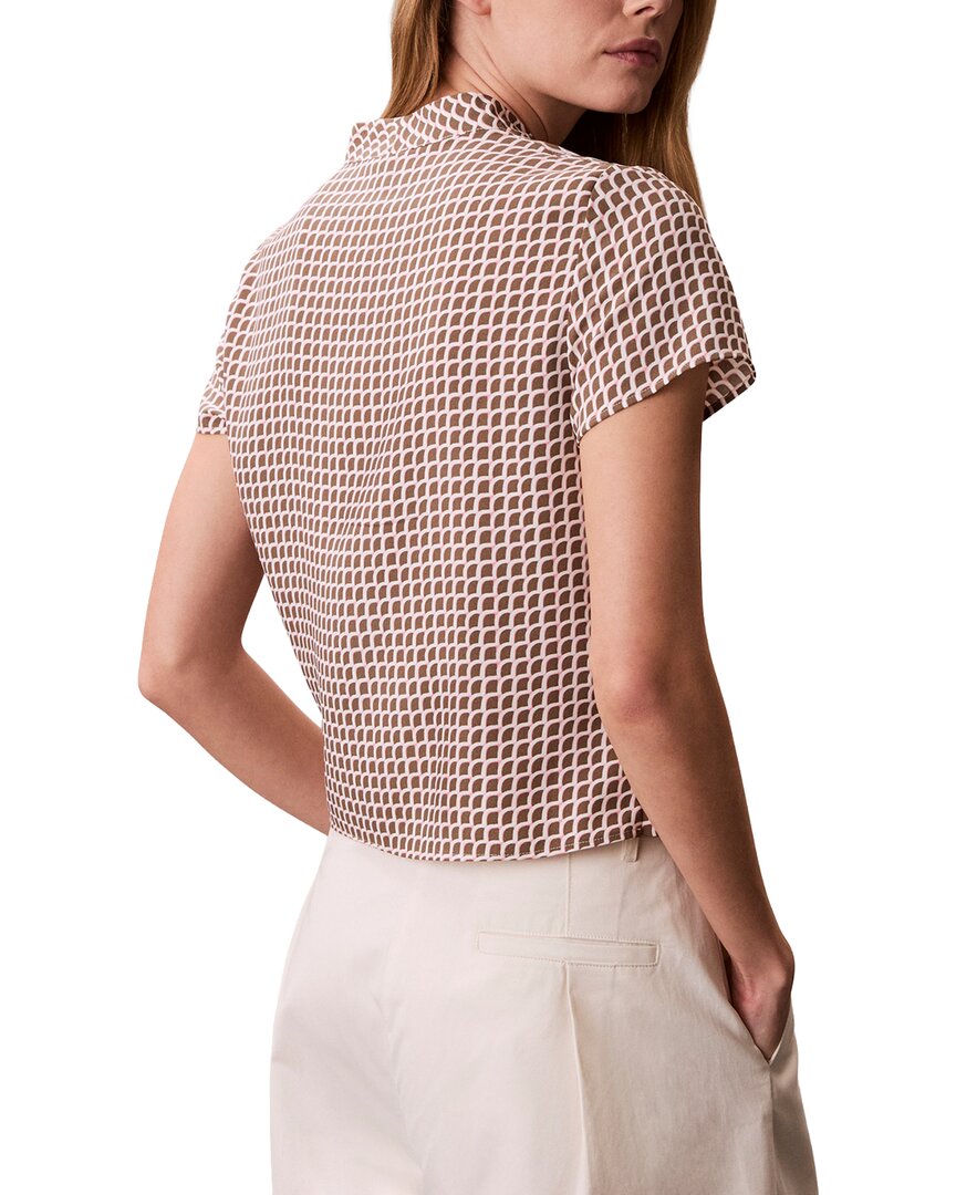 Calvin Klein Top Cruzado Estampado de Crepe