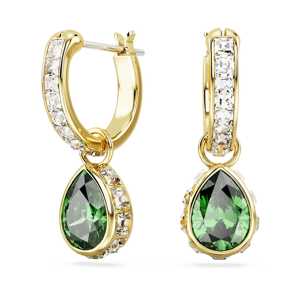 Aretes color verde y dorado