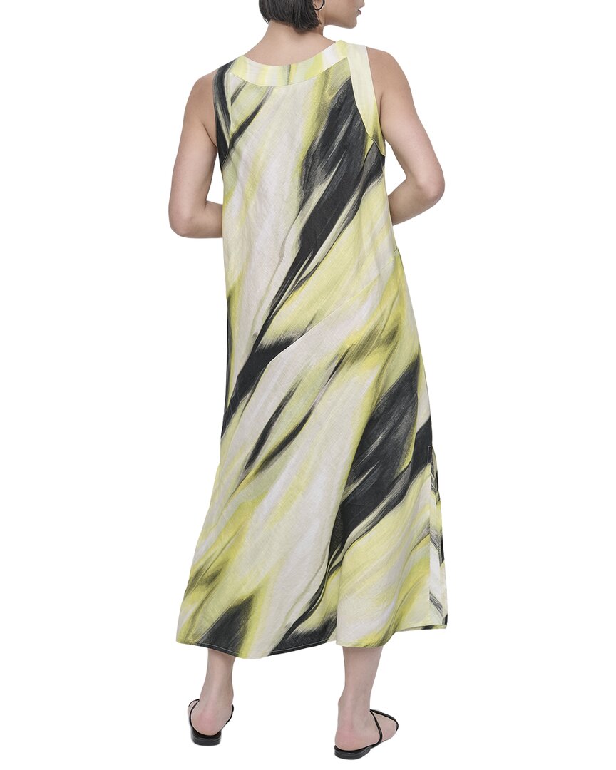 Vestido de lino midi con cuello en V
