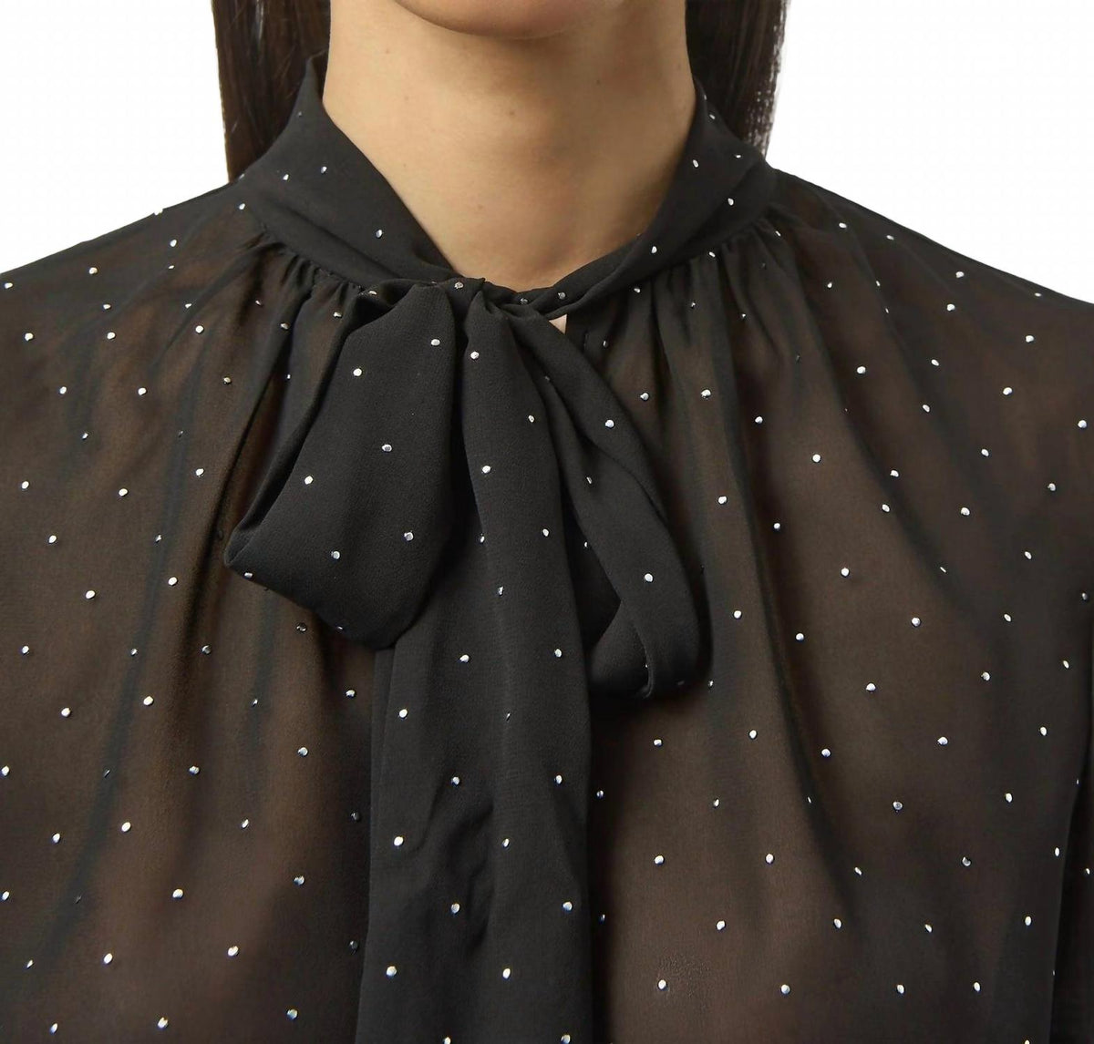 Top de gasa color negro y plateado