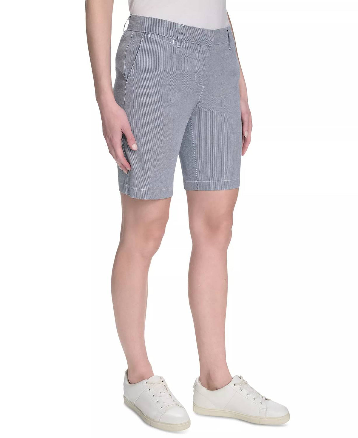 Short de tiro medio a rayas color azul