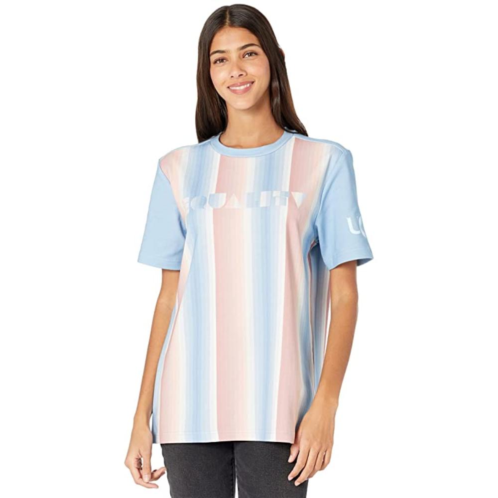 Suéter de mujer de manga corta con cuello redondo multicolor