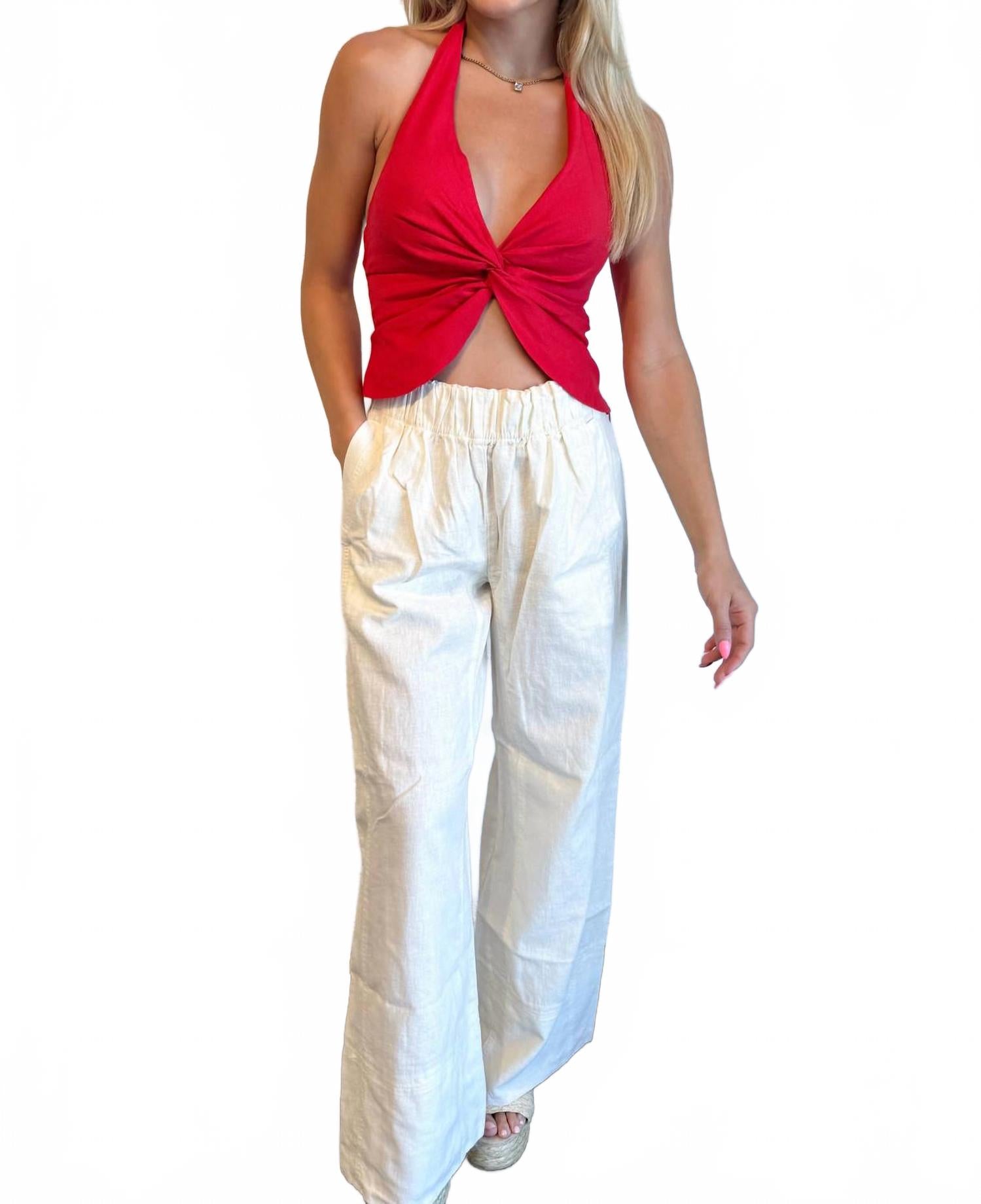 Pantalón de lino color marfil