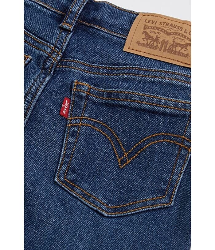 Jean para niña de mezclilla de corte recto de tiro medio color azul