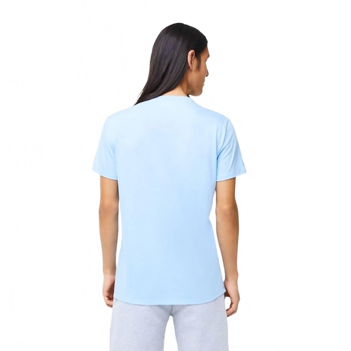 Camiseta de algodón de manga corta con cuello redondo color azul