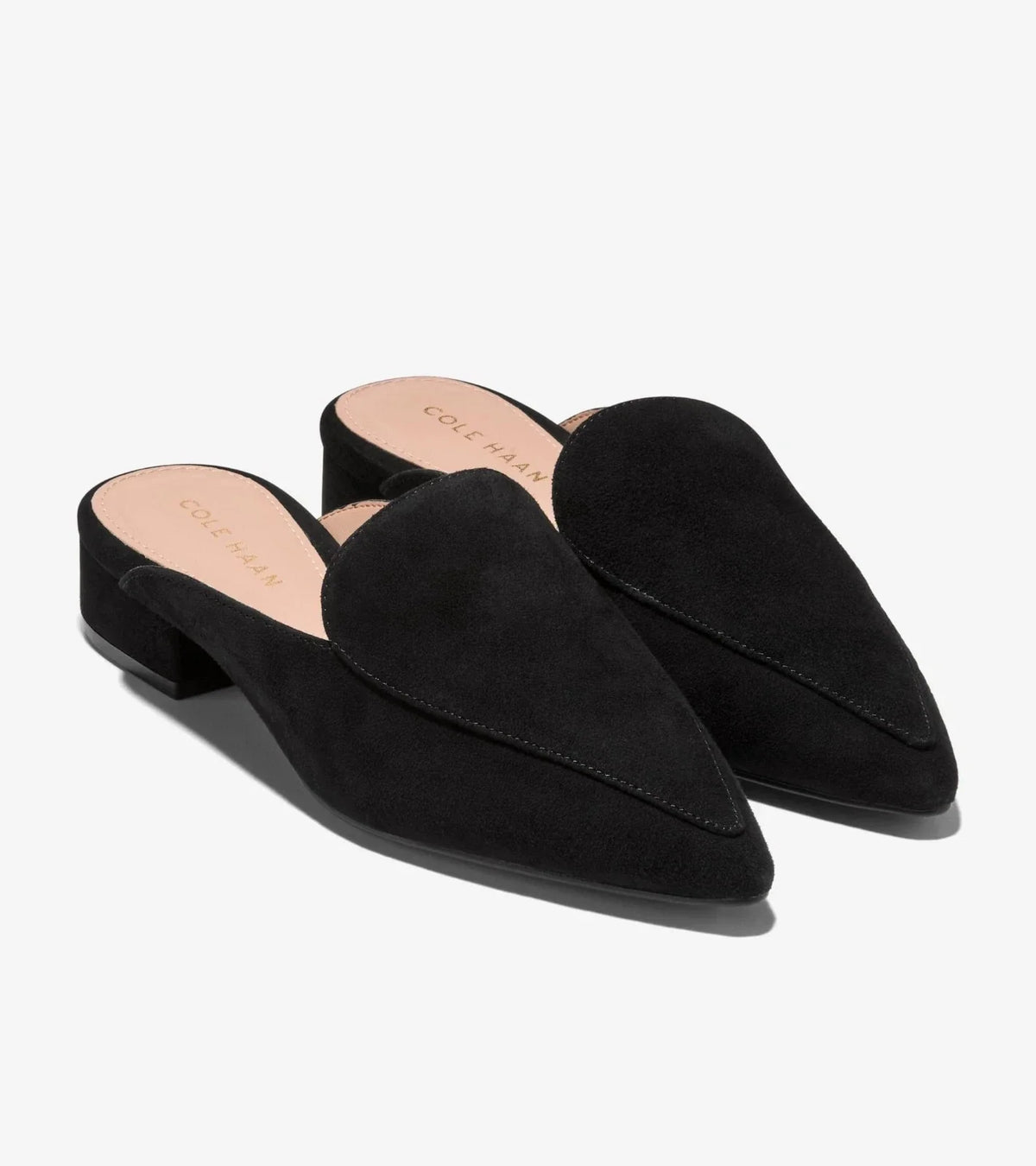 Zapatos destalonados de mujer de gamuza color negro