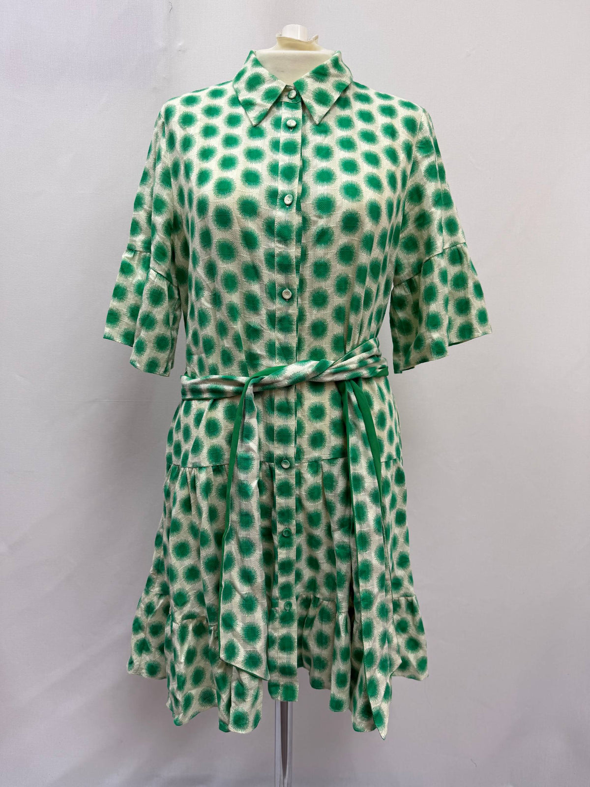 Vestido de algodón corto con estampado color verde