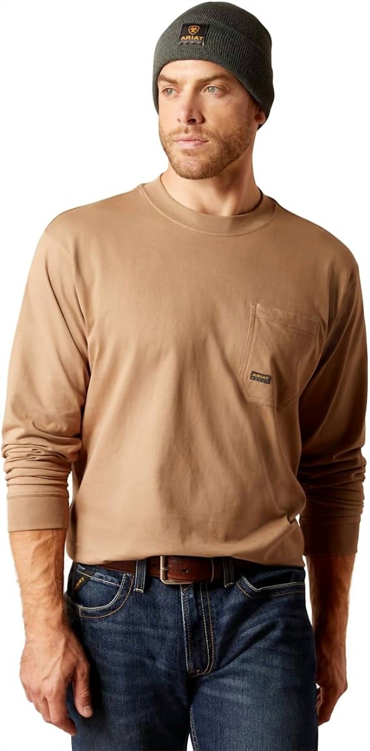 Camiseta de algodón color caqui