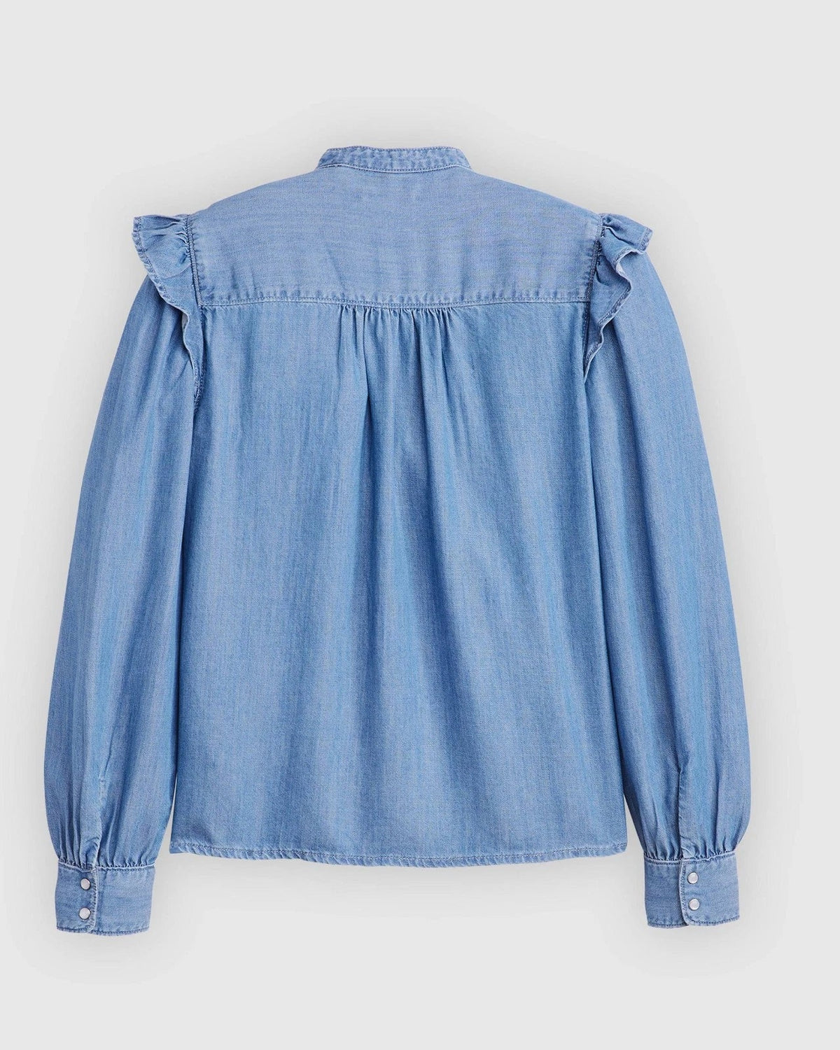 Blusa de mujer de manga larga con boleros color azul