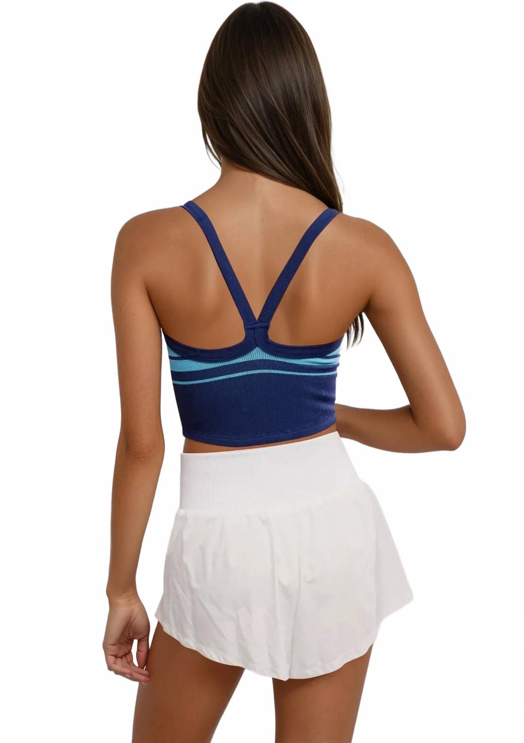 Camiseta sin mangas a rayas color azul marino