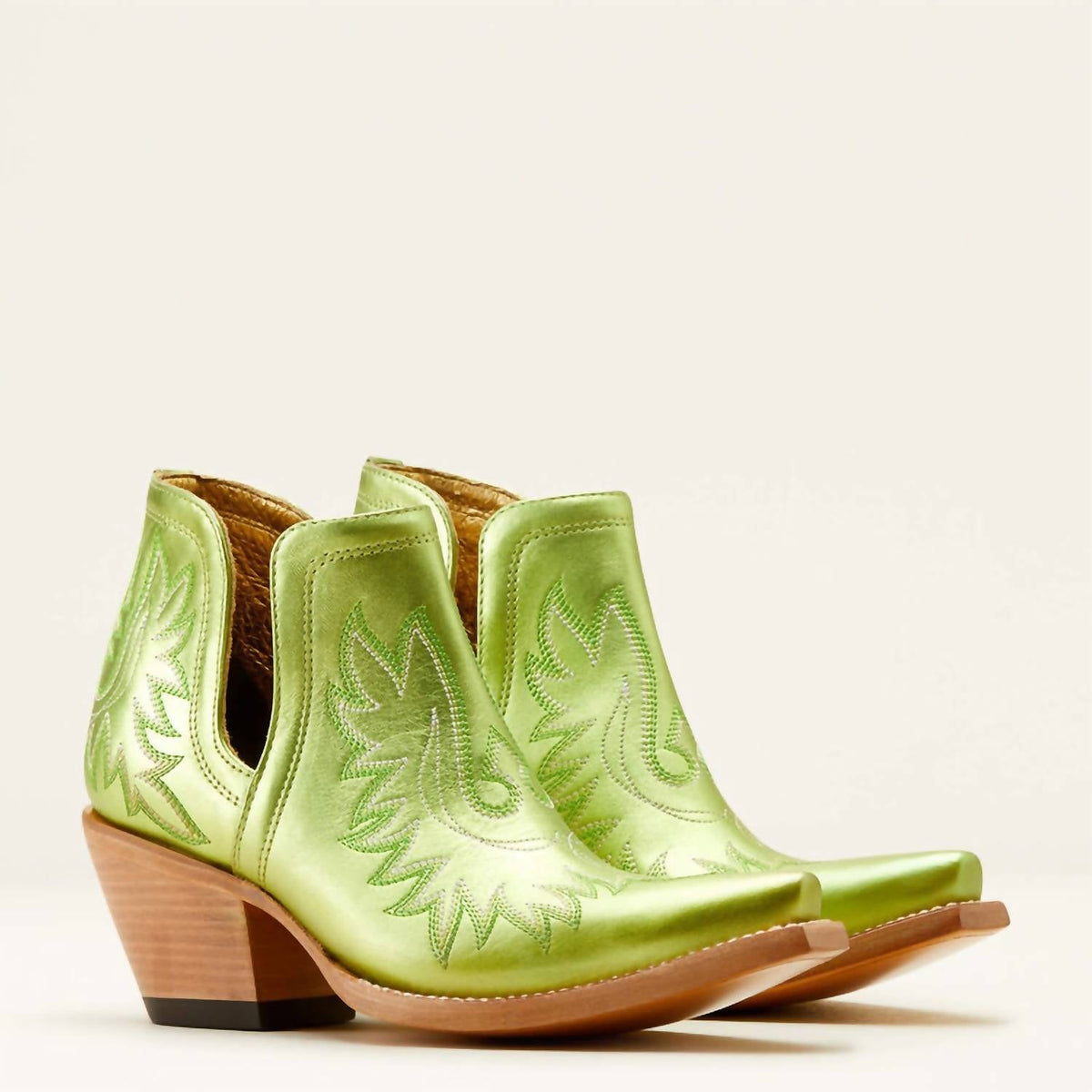 Botines de mujer de cuero color verde