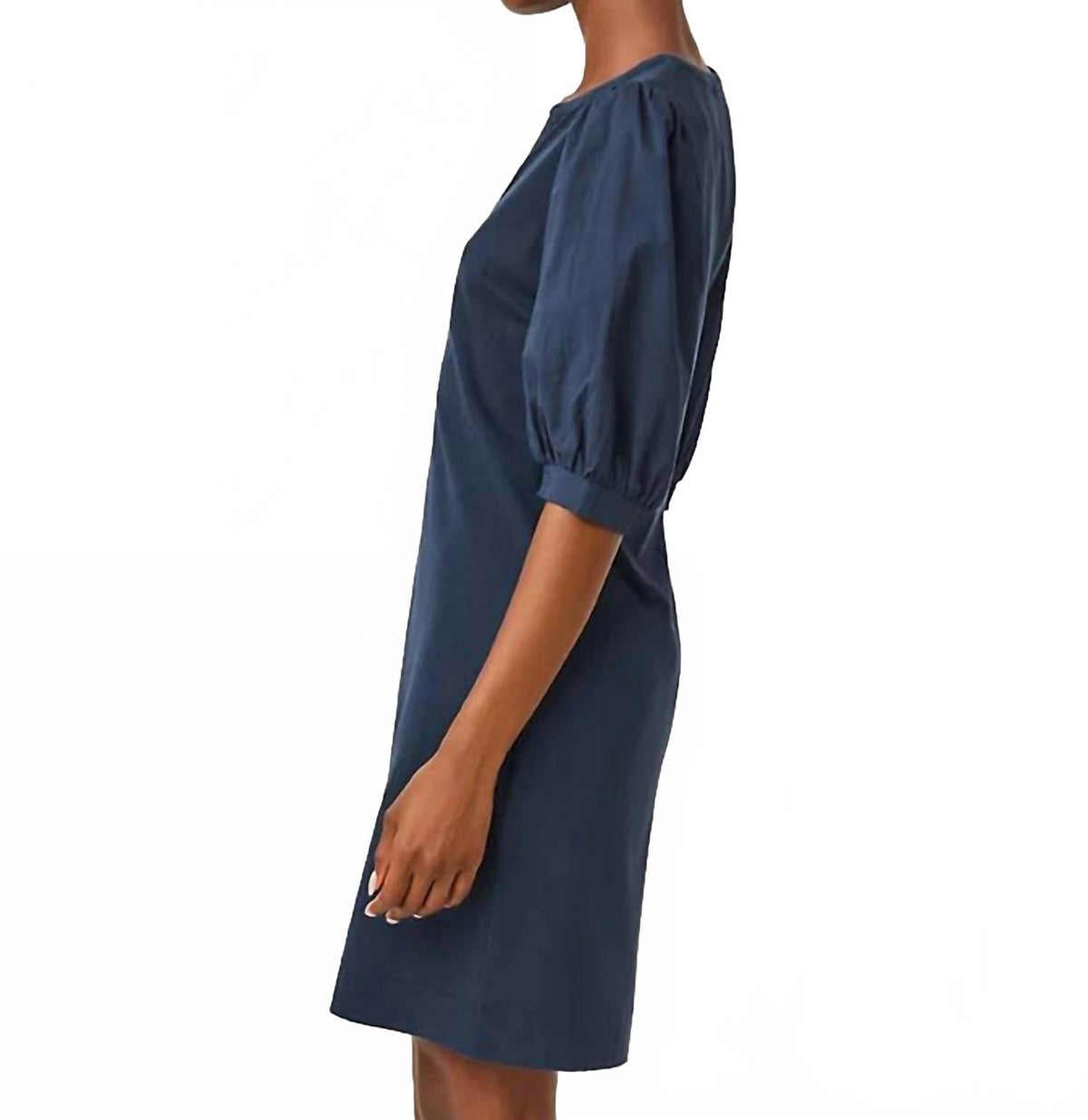 Vestido corto con cuello en V color azul marino