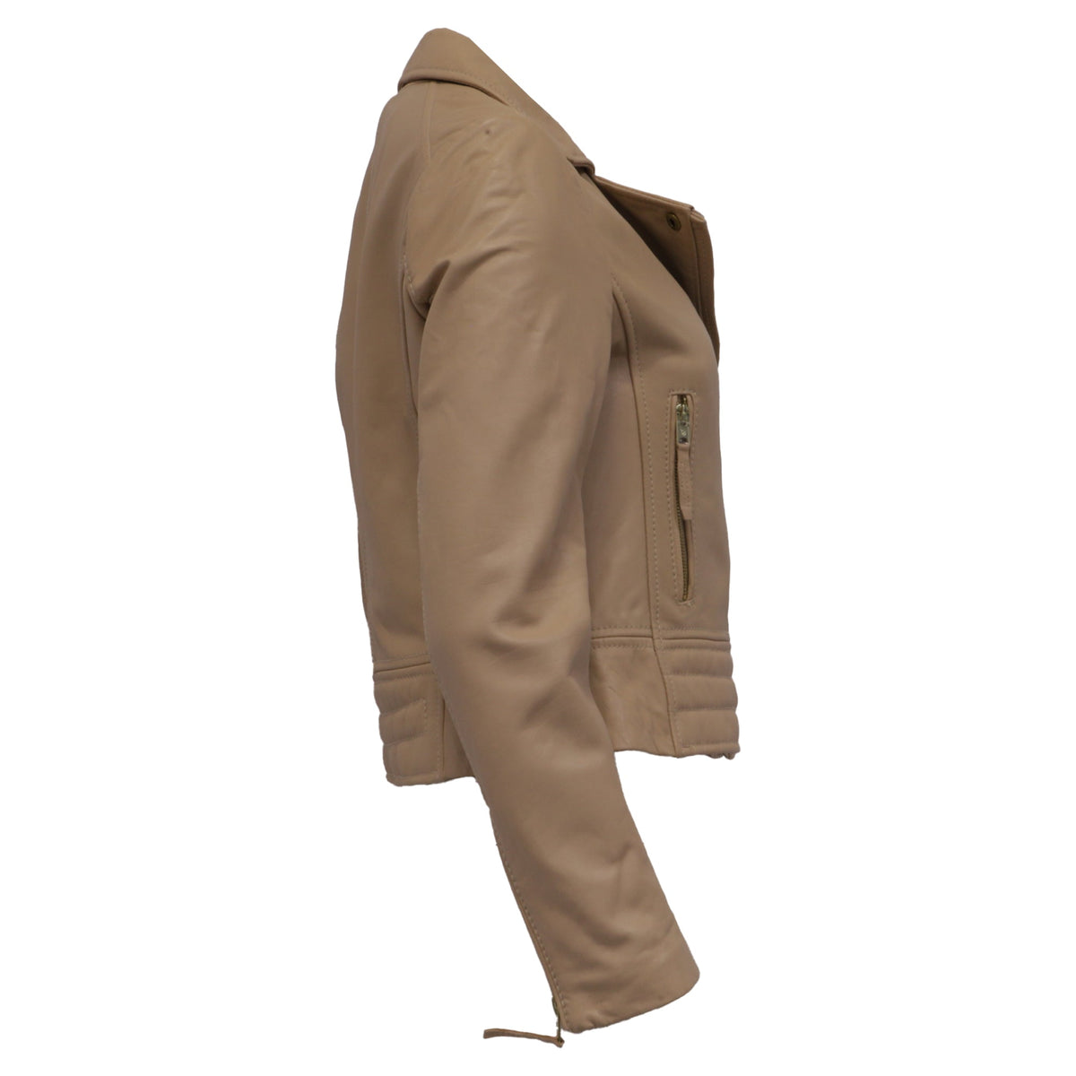 Chaqueta de cuero color beige