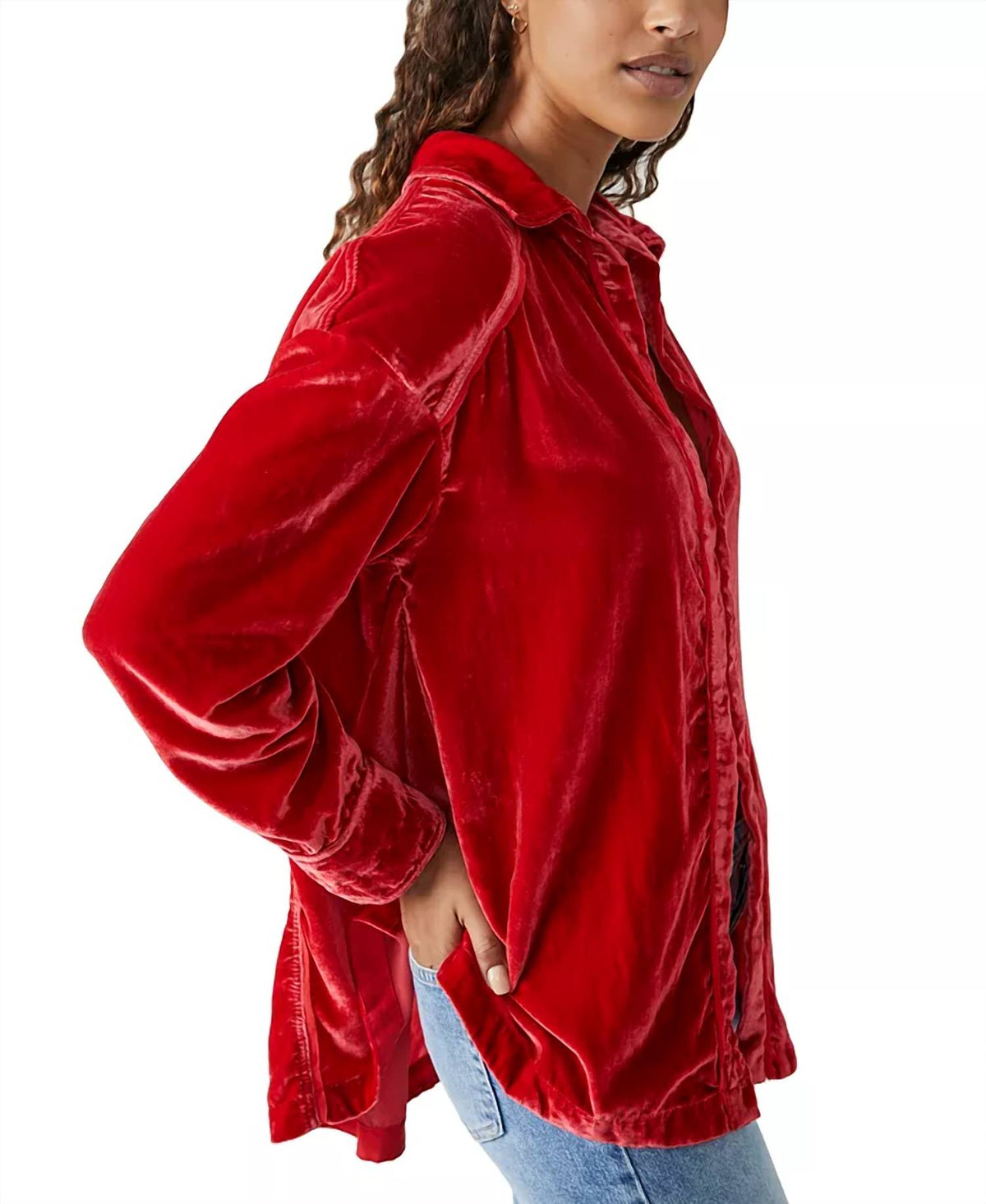 Blusa de terciopelo color rojo