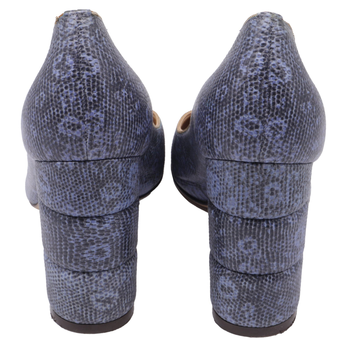 Tacones de cuero color azul