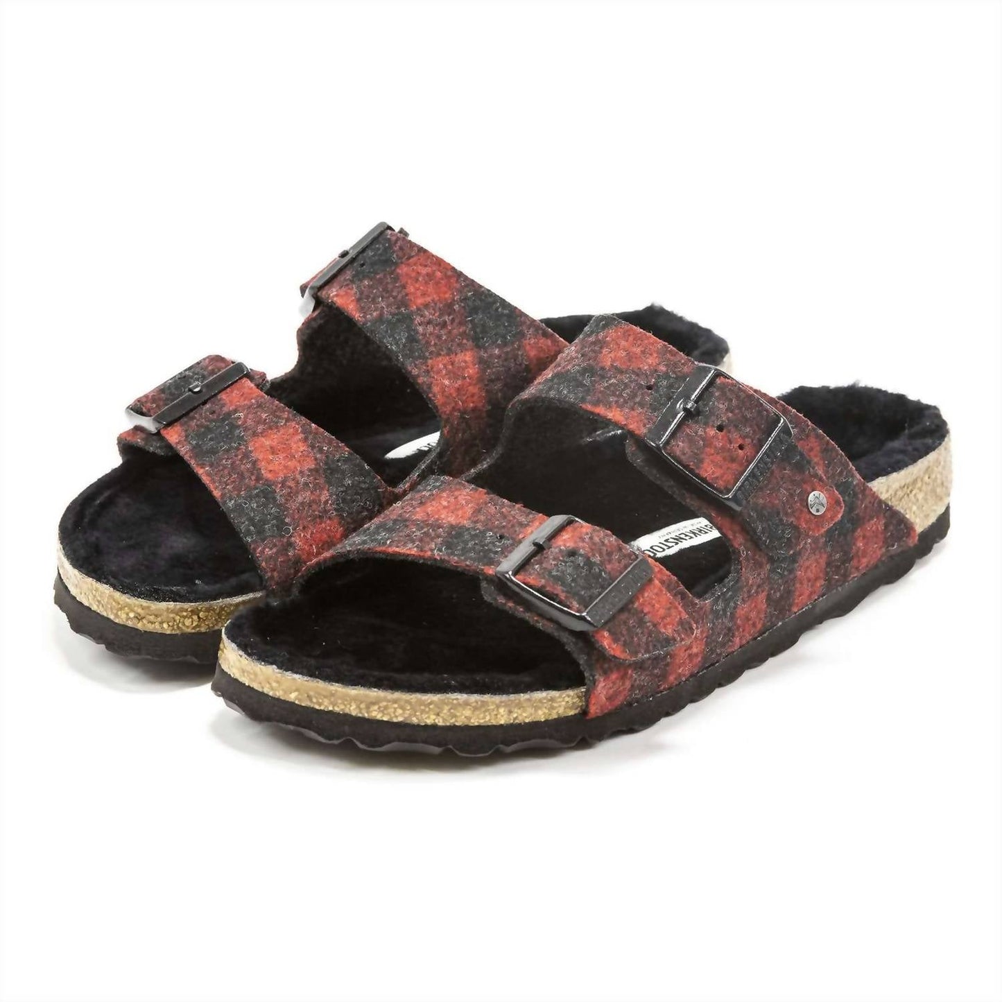 Sandalias de hombre de lana a cuadros color rojo