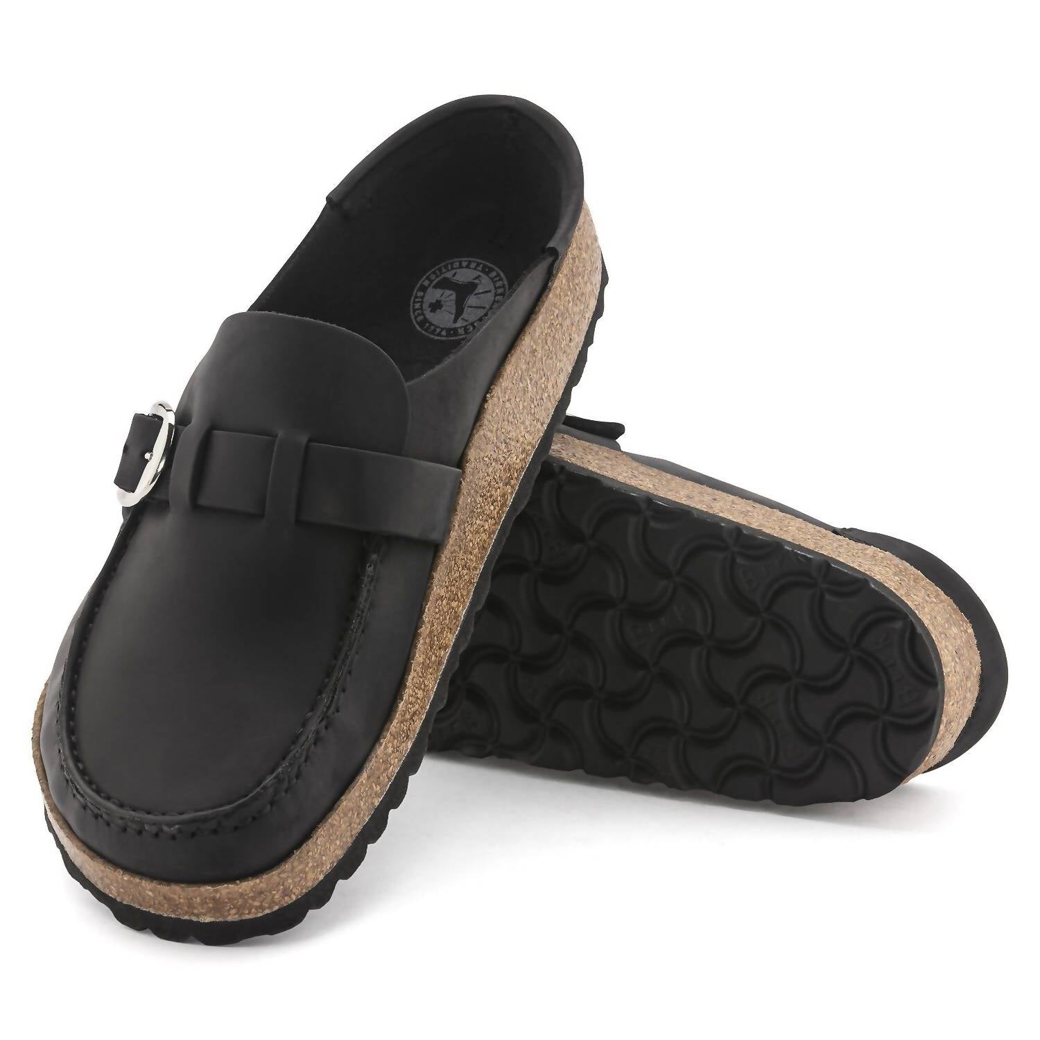 Zuecos unisex de cuero color negro