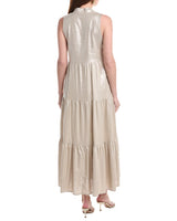 Vince Camuto Maxi Vestido con Volantes Mezcla de Lino