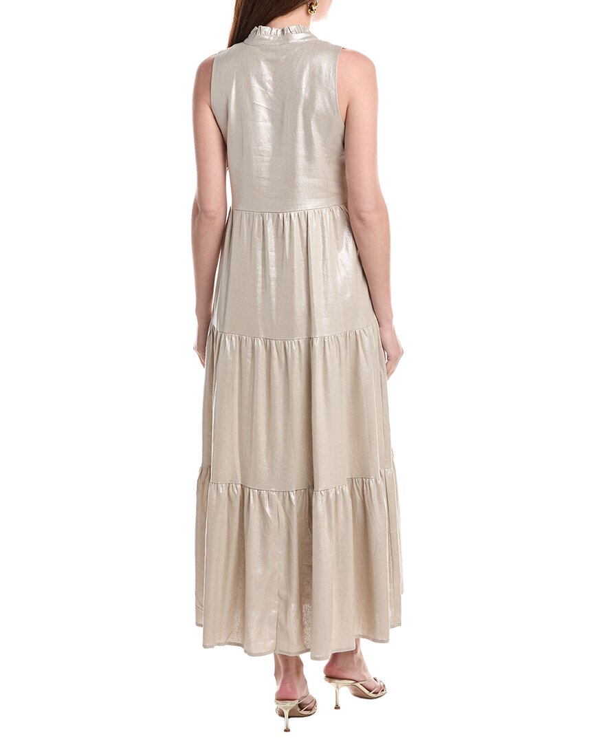 Vince Camuto Maxi Vestido con Volantes Mezcla de Lino