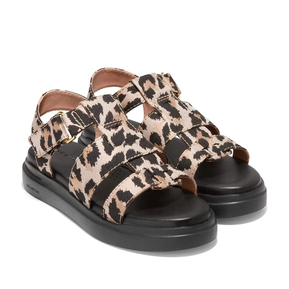 Sandalias de mujer con estampado animal color café