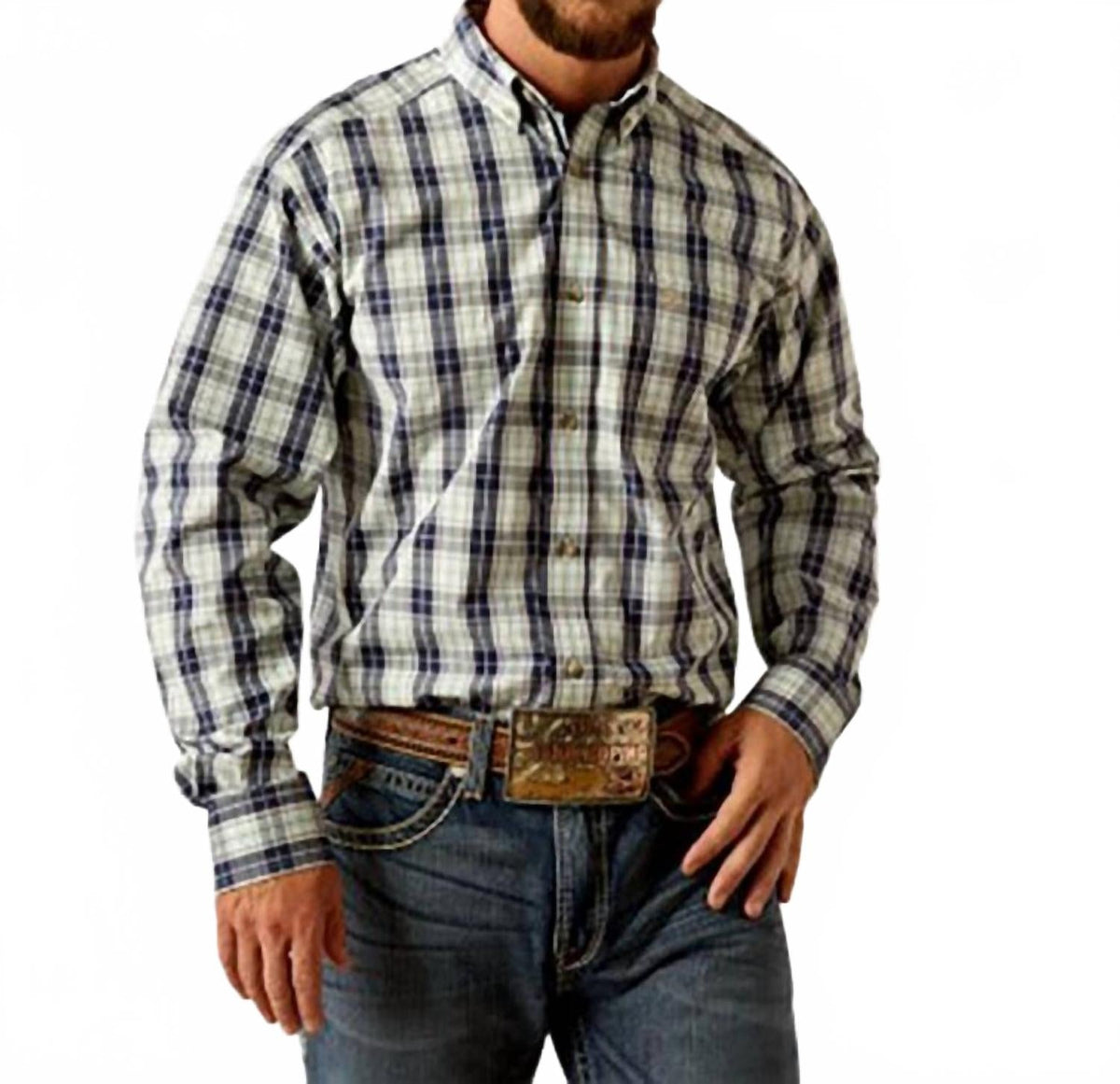 Camisa de hombre a cuadros color azul marino