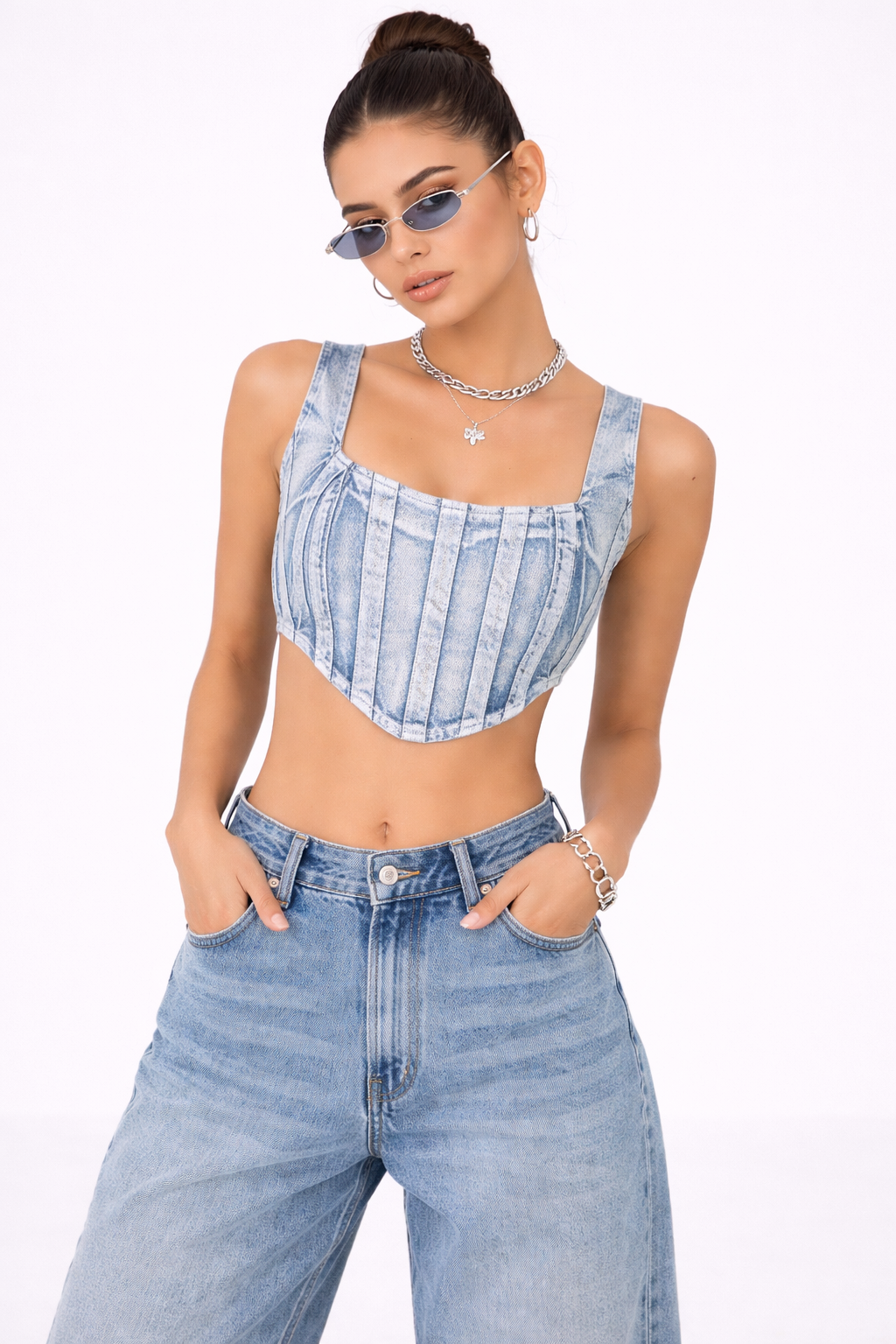 Top de mezclilla