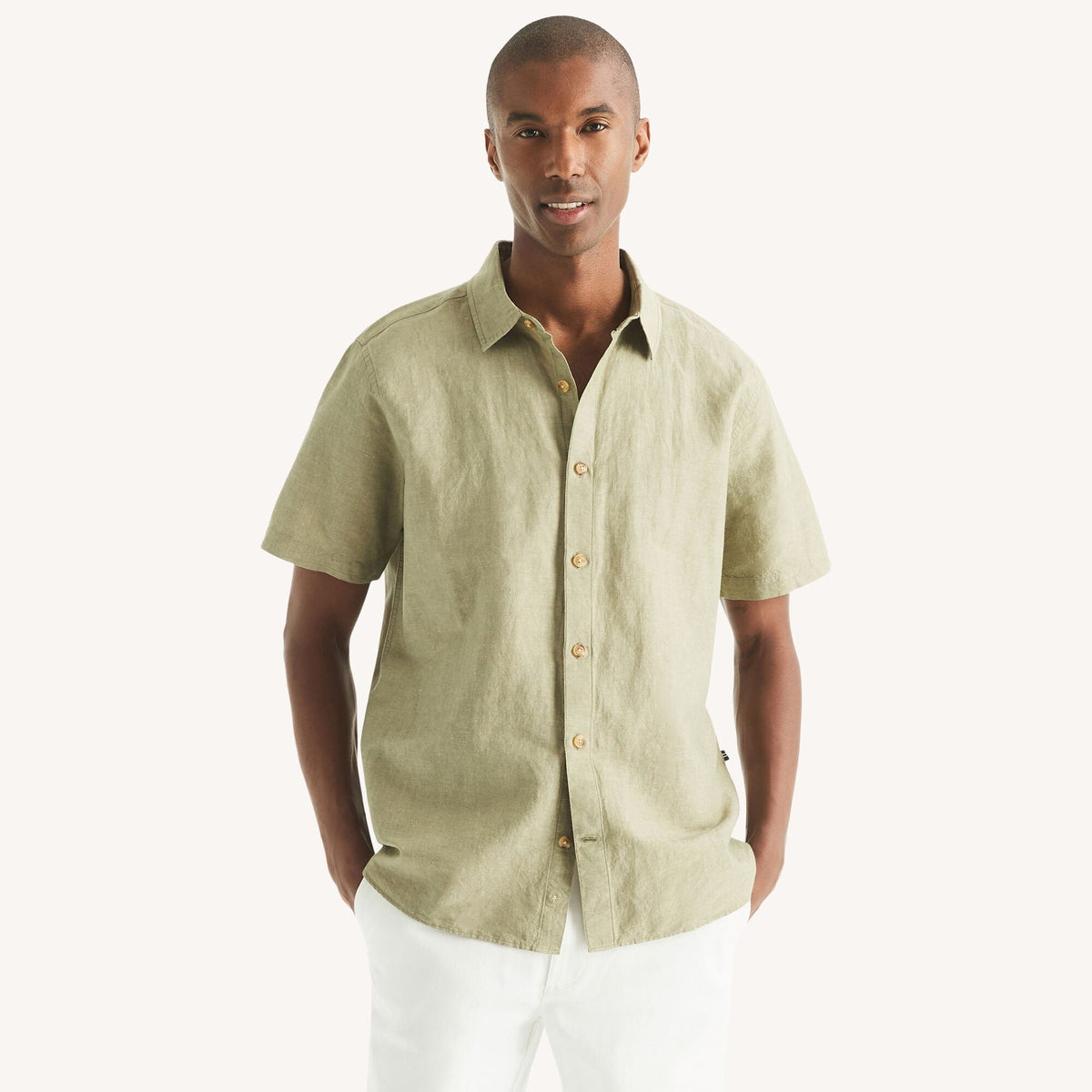 Camisa de hombre de lino de manga corta