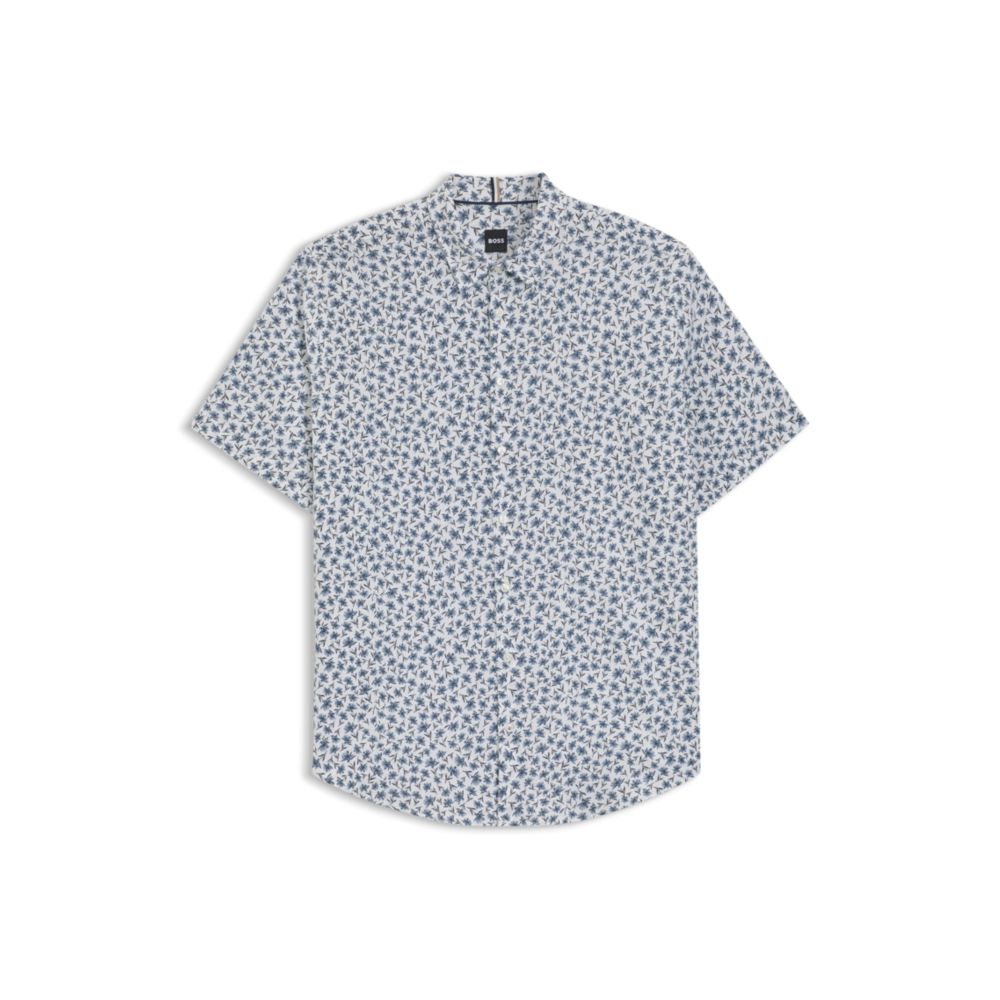 Camisa de lino de corte ajustado con estampado floral