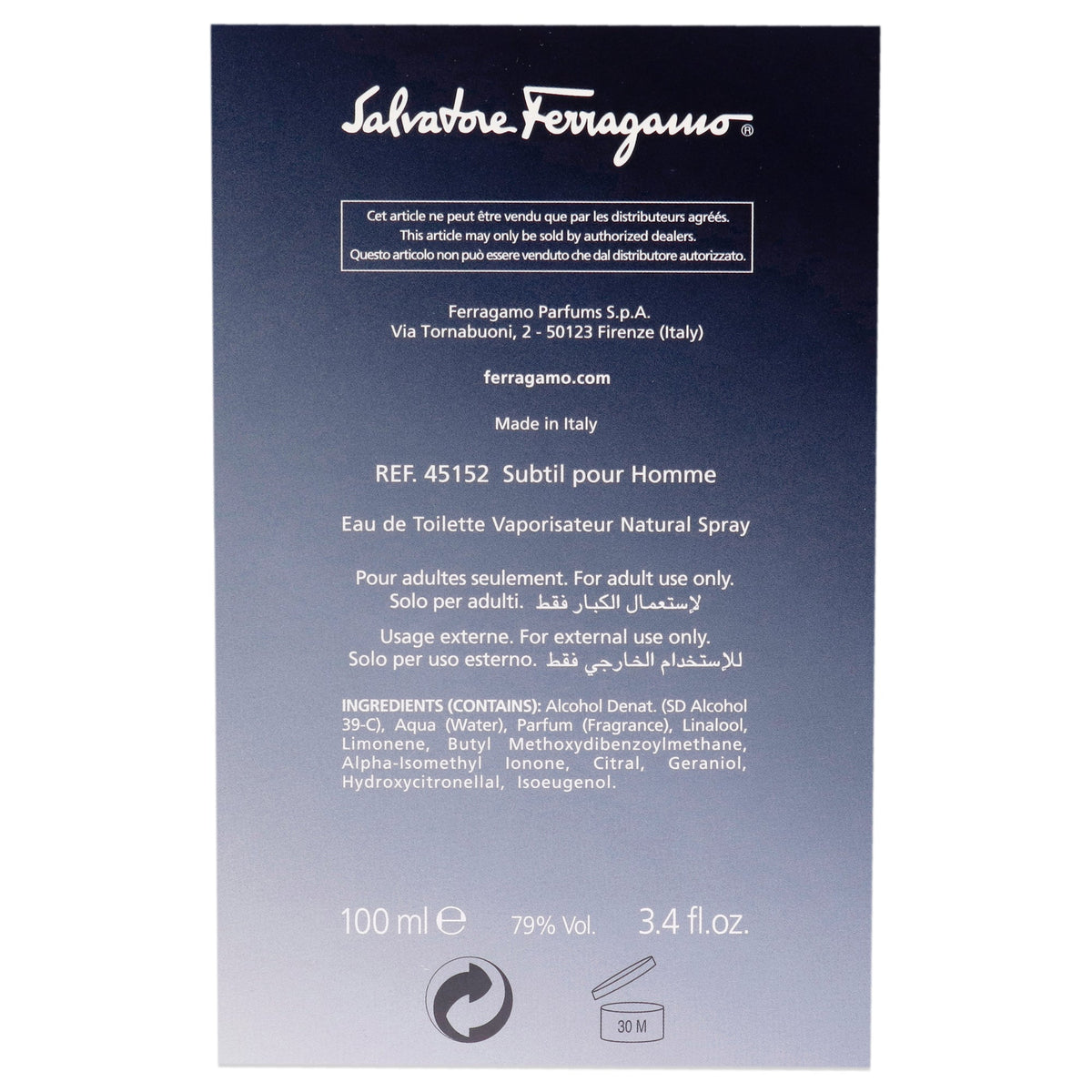 Perfume de hombre eau de toilette 3,4 oz