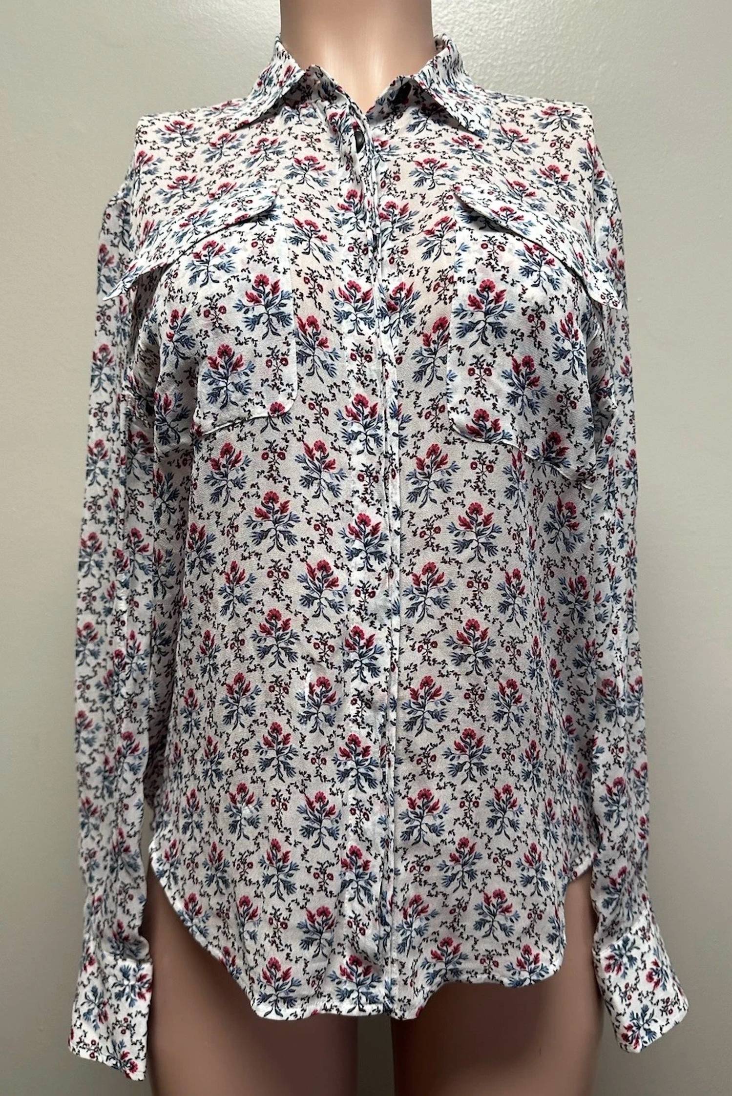 Blusa de mujer con estampado floral color blanco