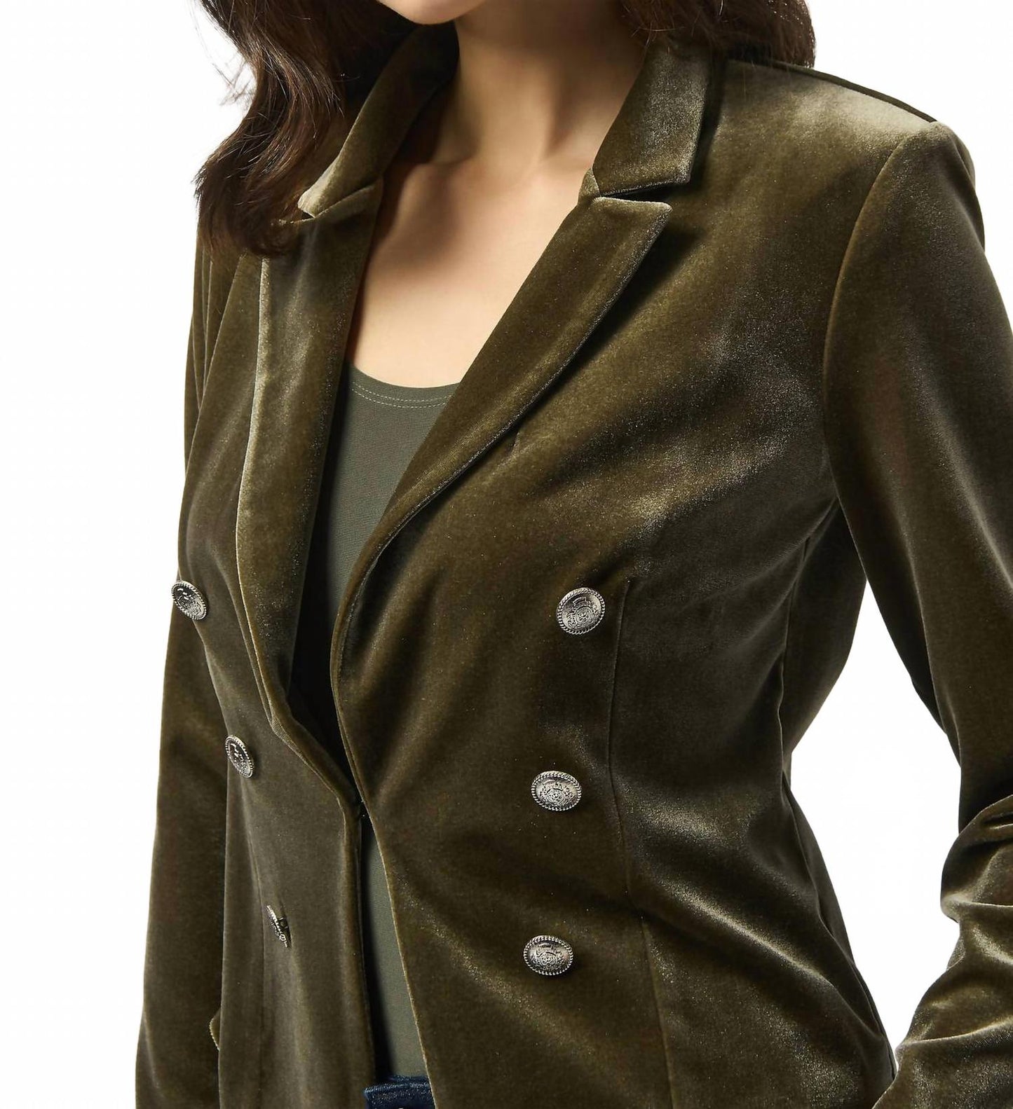 Blazer de terciopelo color caqui