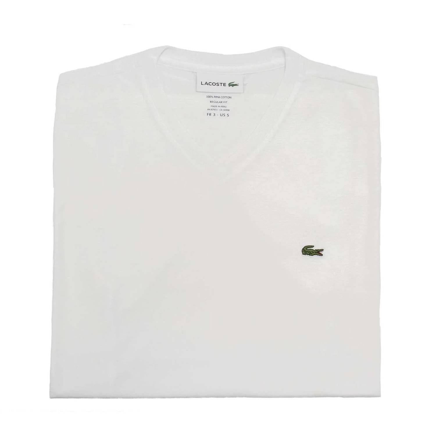 Camiseta de hombre de manga corta con cuello en V color blanco