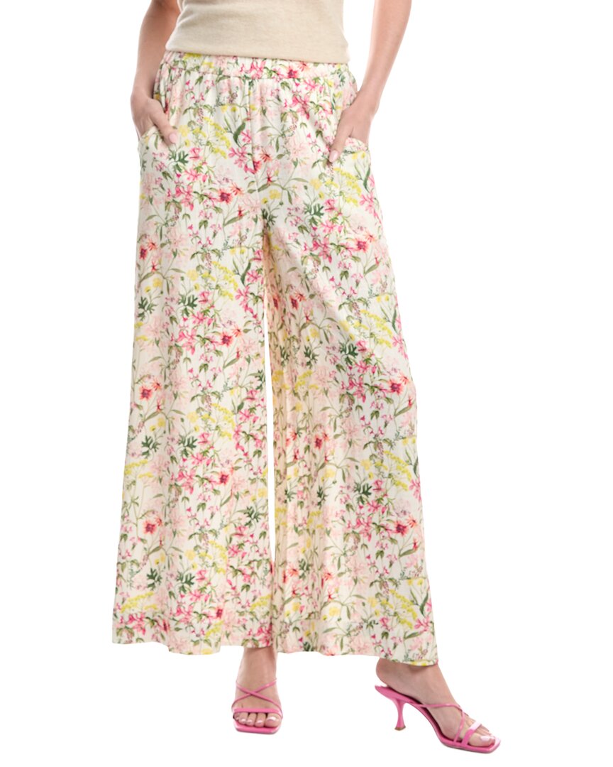 Pantalón de mezcla de lino de pierna ancha