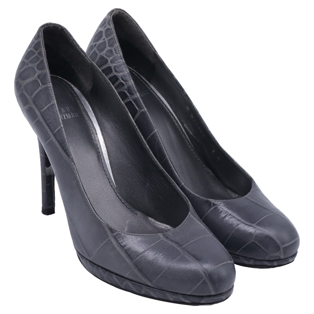 Tacones de cuero color gris