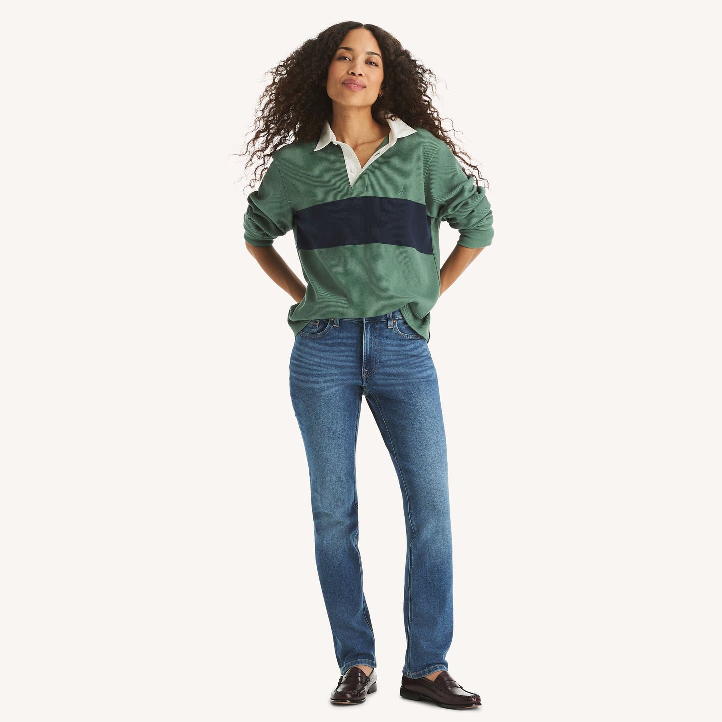 Pantalón de mujer de mezclilla de tiro medio