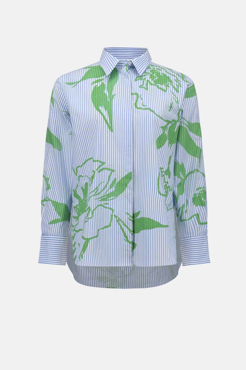 Blusa de algodón con estampado floral a rayas