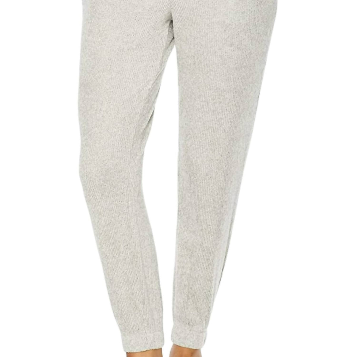 Pantalón deportivo de mujer con tejido acanalado color gris