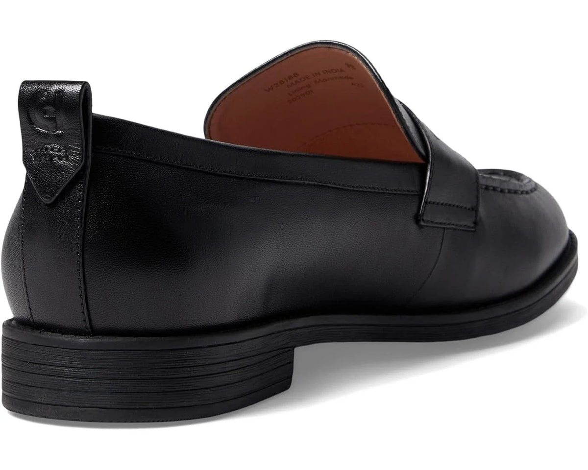 Mocasines de mujer de cuero sin cordones color negro