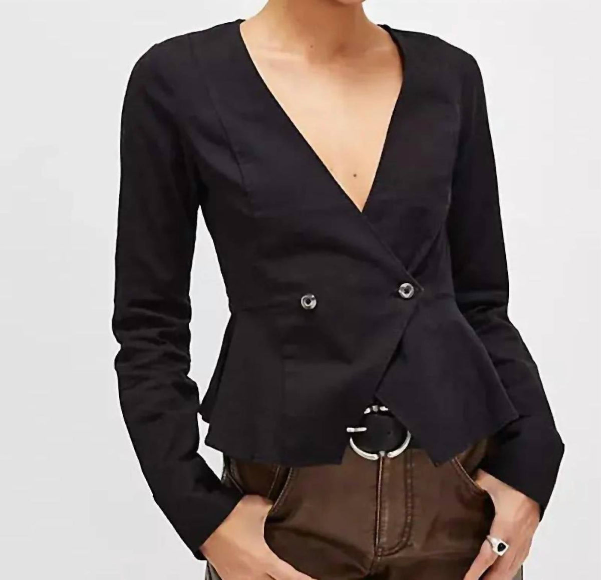 Blazer de algodón color negro
